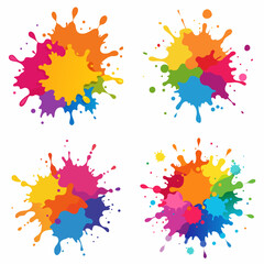 Splash of paints. Blobs. Paint splatter colourful set. Splashing spots effect shape. Multicolored splash paintbrush liquid. Painting - activity. Vector splash of paints isolated on white background.