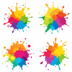 Splash of paints. Blobs. Paint splatter colourful set. Splashing spots effect shape. Multicolored splash paintbrush liquid. Painting - activity. Vector splash of paints isolated on white background.