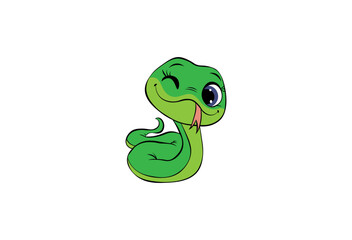 Vector illustration of a cartoon snake with its tongue hanging out	