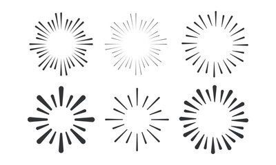 シンプルな集中線の線画セット