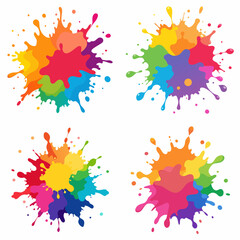 Splash of paints. Blobs. Paint splatter colourful set. Splashing spots effect shape. Multicolored splash paintbrush liquid. Painting - activity. Vector splash of paints isolated on white background.