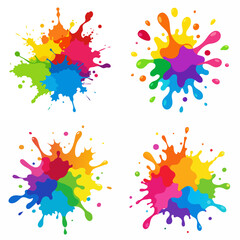 Splash of paints. Blobs. Paint splatter colourful set. Splashing spots effect shape. Multicolored splash paintbrush liquid. Painting - activity. Vector splash of paints isolated on white background.