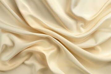 Fototapeta premium Luxurious smooth cream satin material with graceful folds and soft texture