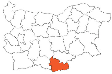 Obraz premium Outline of the map of the region of Bulgaria - Kardzhali District