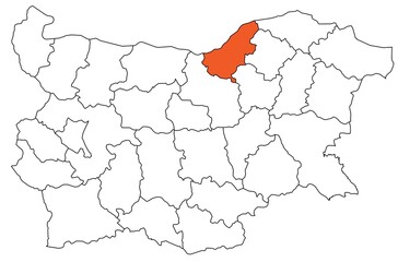 Obraz premium Outline of the map of the region of Bulgaria - Ruse region