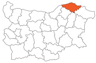 Obraz premium Outline of the map of the region of Bulgaria - Silistra region