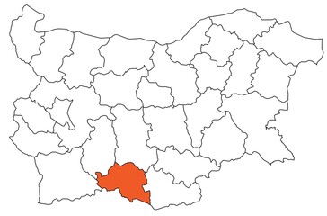 Fototapeta premium Outline of the map of the region of Bulgaria - Smolyan region