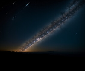 Outer space with nebulae stars and planet Earth. Generative AI