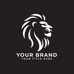 Line art lion logo design