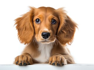 Adorable puppy on solid white background, single object