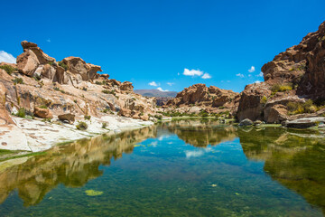 Beautiful landscape of a valley close to the Laguna Negra (Black Lagoon) also known as Laguna Escondida (Hidden Lagoon) - Bolivia