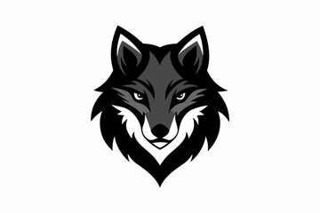 : Wolf minimalist mascot logo . Vector illustration of wolf head .silhouette black color, vector illustration