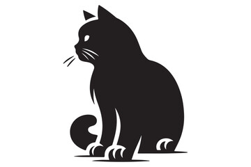 Cat silhouette. Vector in monochrome style on white background.