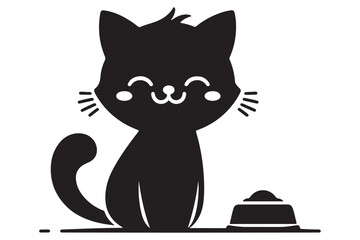 Cat silhouette. Vector in monochrome style on white background.