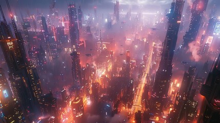 Obraz premium city at night with a lot of lights