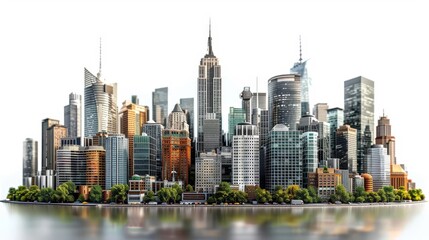 Obraz premium city with a lot of tall buildings and a river