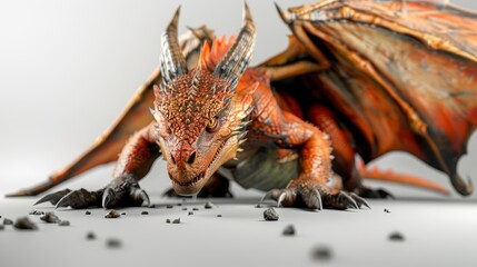 close up of a toy dragon with a lot of dirt