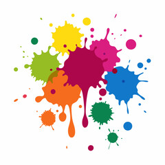 Splash of paints. Blobs. Paint splatter colourful set. Splashing spots effect shape. Multicolored splash paintbrush liquid. Painting - activity. Vector splash of paints isolated on white background.