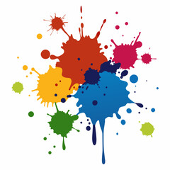 Splash of paints. Blobs. Paint splatter colourful set. Splashing spots effect shape. Multicolored splash paintbrush liquid. Painting - activity. Vector splash of paints isolated on white background.