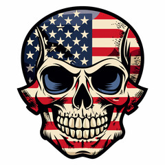 Skull with American flag in grunge-style vector illustration 
