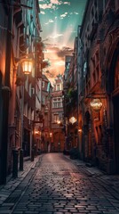 Fototapeta premium Street with a lot of buildings
