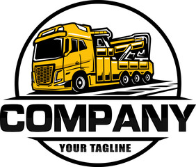 towing truck logo design template
