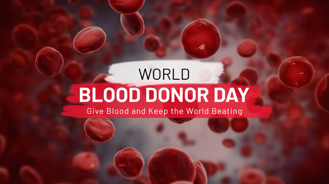World Blood Donor Day awareness background,  banner design. Give blood and keep the world beating. June 14, honor of voluntary blood donors.
 Generative AI