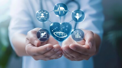 Concept of health insurance. Healthcare medical icon