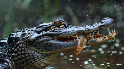 Fototapeta premium Alligator eating a fish