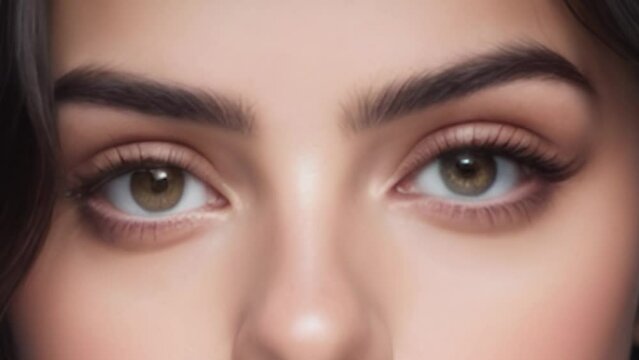 Many different girls look camera close-up. Lot mix race woman face. Multi ethnic group portrait. All us girl team head shot. Various skin tone care. Young adult age.