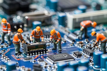 close up of computer circuit board