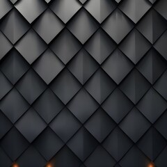 Fototapeta premium Overhead view of a dark geometric tile wall pattern with small accent lights creating subtle highlights perfect for branding.
