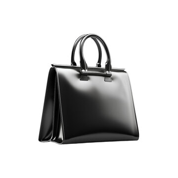 recommend clip art: Black Leather Handbag Isolated on Transparent Background