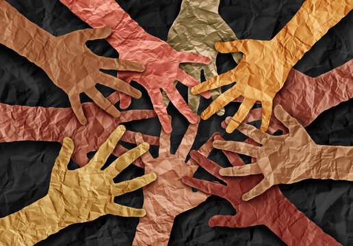 Inclusion equity And Cultural Unity as a celebration of world day culture and recruit membership concept as a diverse community of hands coming together joining a diversity collaboration. - Powered by Adobe