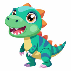 Funny Vector Cartoon Illustration of Cute T-Rex Dinosaur