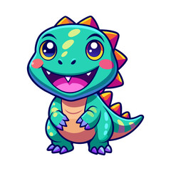 Funny Vector Cartoon Illustration of Cute T-Rex Dinosaur