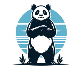 Cute panda cartoon isolated on white background. Vector illustration.