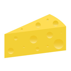 Slice cheese.A piece of cheese isolated on white background.Vector illustration.