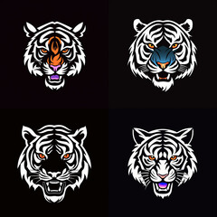 Obraz premium Tiger head vector neon 