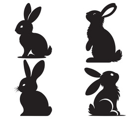 Silhouette of rabbit isolated on white background