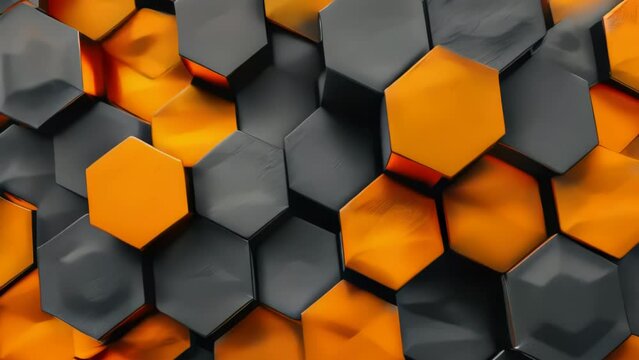 Colorful pattern of hexagons with orange and black colors