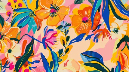 Vibrant Floral Pattern Background for Spring Designs Generative AI