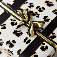 Luxury Gift Wrapping Paper with Leopard Print Design Generative AI