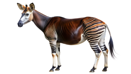 an Okapi, a fascinating creature that combines features of both a horse and a zebra on isolated background