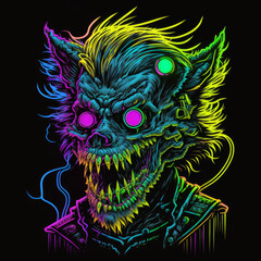 Obraz premium Haunted mascot neon vector