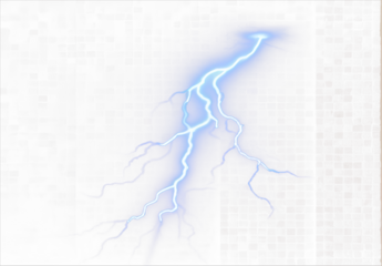 Blue lightning, thunderstorm isolated on transparent background