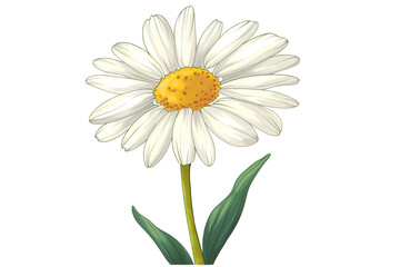 Naklejka premium daisy flower with leaves isolated on transparent background 