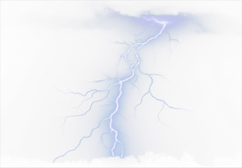 Blue lightning, thunderstorm isolated on transparent background