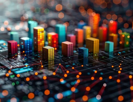Colorful bar graph on the left side of an electric circuit board