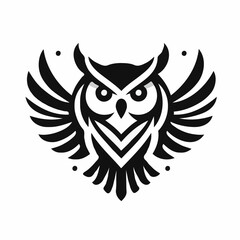 Obraz premium black and white owl isolated